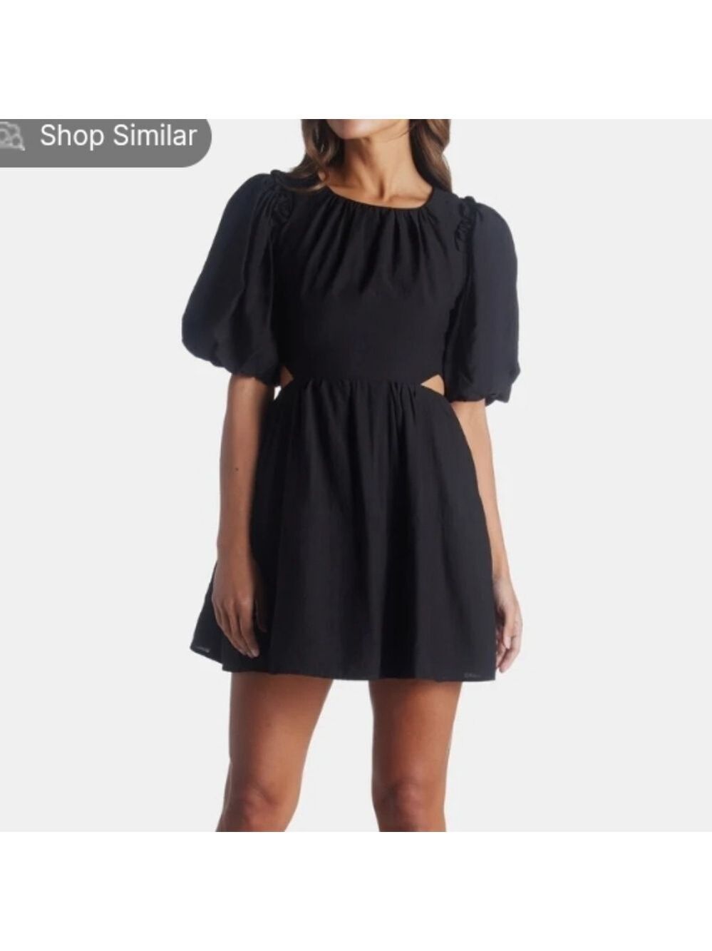 MOON RIVER Puff Sleeve Back Cutout Mini Dress